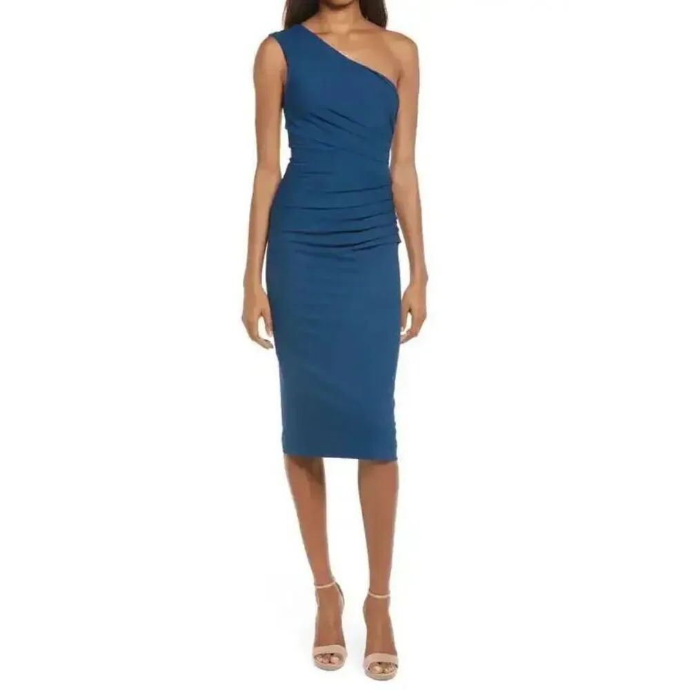 ✨Dress The Population Martine On-Shoulder Sheath Peacock Sz XS Dress✨